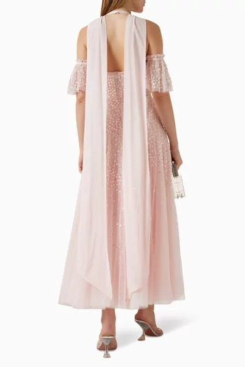 Scallop Sequin Halterneck Gown