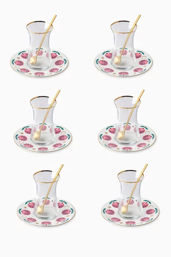 Sahara Rose Istikana Cups & Saucers, Set of 6