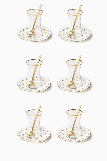 Flower Power Istikana Cups & Saucers, Set of 6