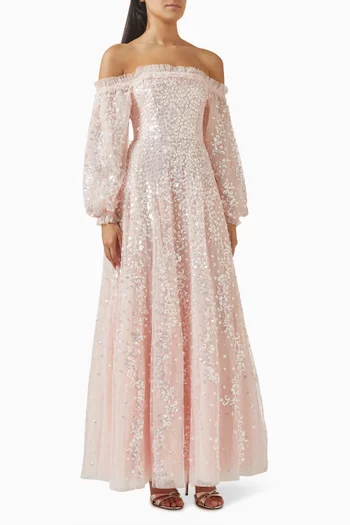 Confetti Gloss Off-shoulder Gown