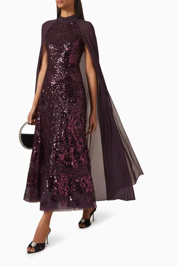 Chandelier Cape Ankle Gown