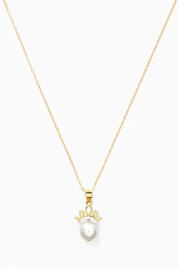 Crown Pearl & Diamond Necklace in 18kt Gold