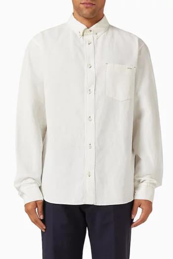 قميص شامبراي قطن وكتان