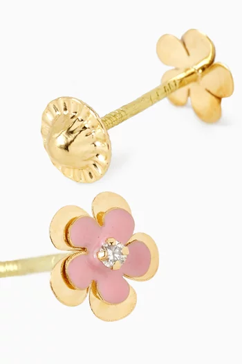 Floral Diamond Stud Earrings in 18kt Gold