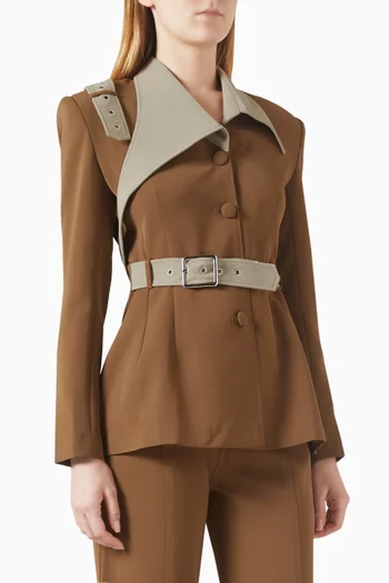 Belted Blazer in Twill