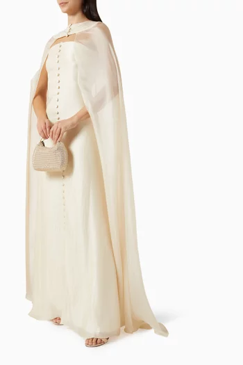 Opulent Dawn Cape Gown