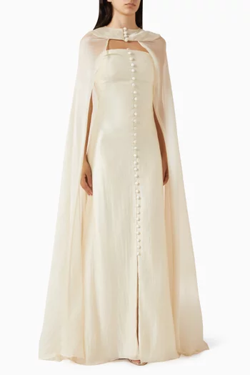 Opulent Dawn Cape Gown