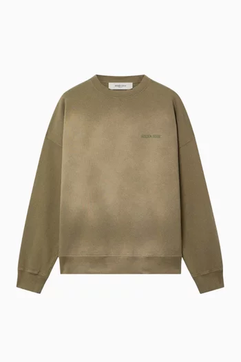 Unisex Logo Bleached-effect Sweatshirt in Cotton