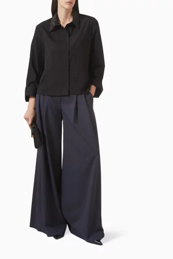 قميص دود مزين بتطريزات بالكريستال قطن