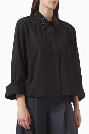 قميص دود مزين بتطريزات بالكريستال قطن