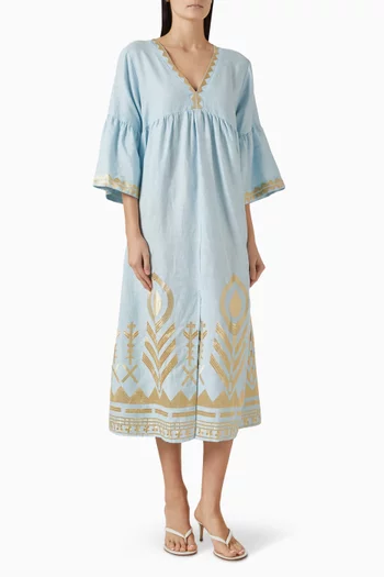 greek archaic kori midi dress Greek Archaic Kori Midi Linen Dress