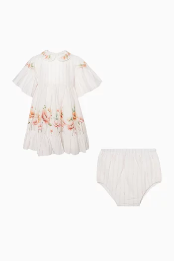 BG SS STRIPED DRESS WITH FLUTTER SLEEVES, PETER PAN COLLAR AND FLORAL PRINT:Light/Pastel Pink:3-4Y|219258545