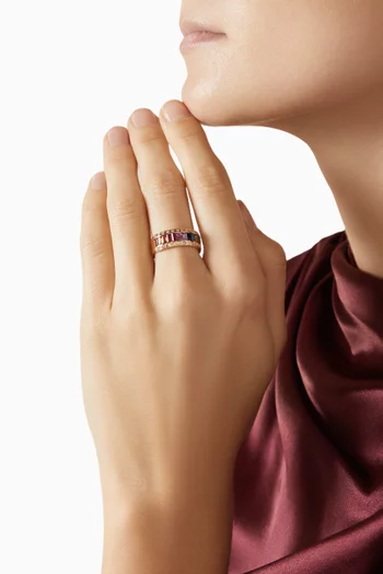 Noor Sapphire Baguette Ring in 18kt Rose Gold