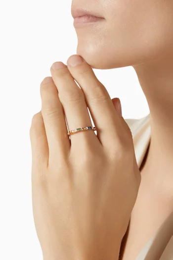 Small Noor Sapphire Baguette Ring in 18kt Rose Gold