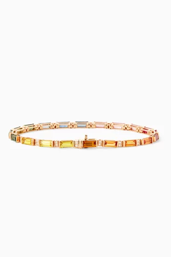 Large Noor Sapphire Baguette Bracelet in 18kt Rose Gold