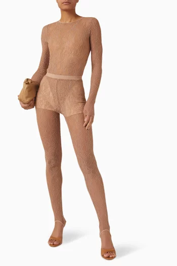 لغينغز بأشرطة أسفل القدم دانتيل