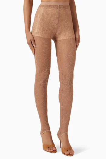 لغينغز بأشرطة أسفل القدم دانتيل