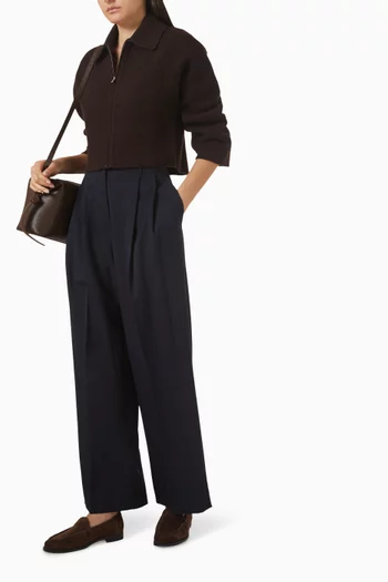 Wide-leg Pants in Wool-blend