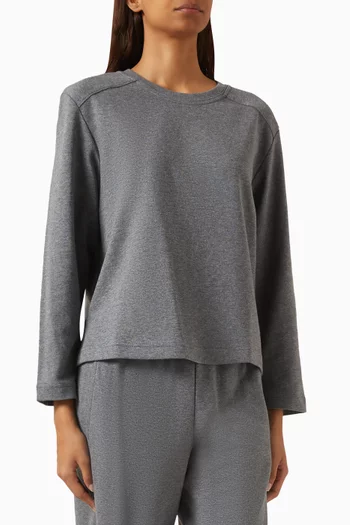 تي شيرت مزيج قطن بأكمام طويلة