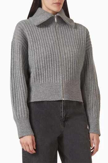 Ribbed Jacket in Merino-wool