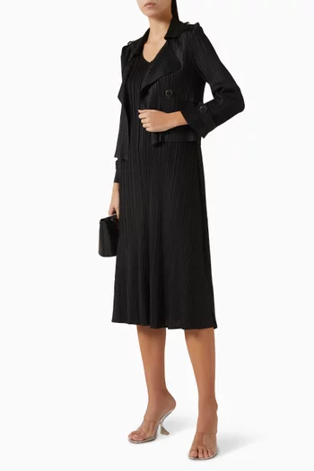 طقم جاكيت وفستان متوسط الطول اوليف