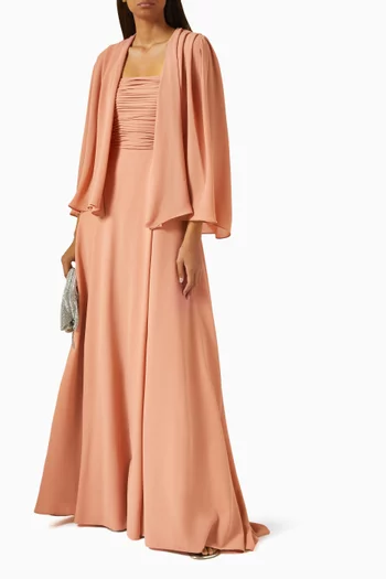 Mini Cape Gown in Light Crepe