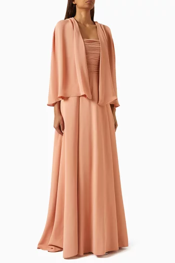 Mini Cape Gown in Light Crepe