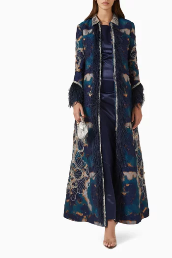 Feather-trim Jacket Set