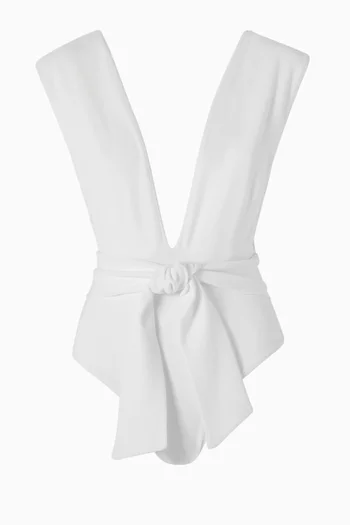 لباس سباحة قطعة واحدة بفتحة رقبة على شكل حرف V‏