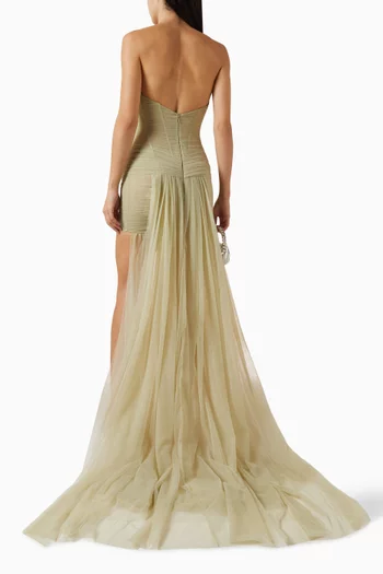 Pistache Train Dress in Tulle