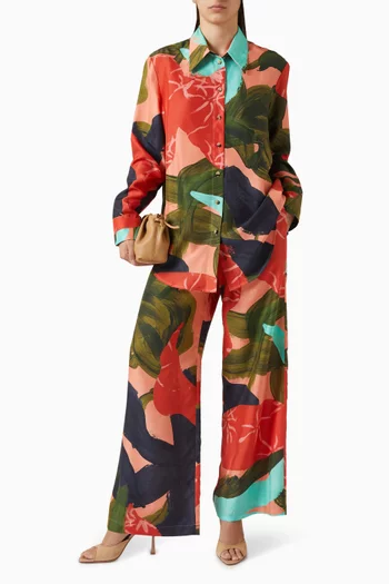 بنطال لانكاوي مزين بنقشة حرير