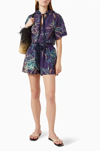 شورت لاناي مزين بنقشة قطن فوال