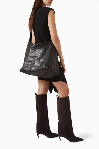 Belted Hobo Bag in Smooth Leather
