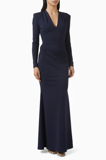 فستان بكشكش وفتحة رقبة على شكل حرف V