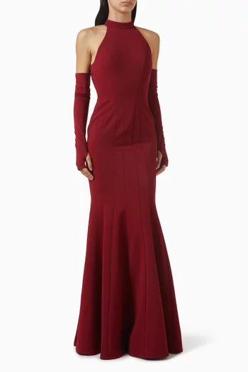 فستان بقصة حورية بحر بحمالة حول الرقبة