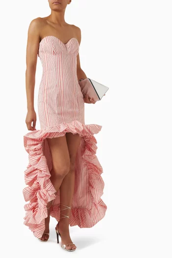 Candy Striped Ruffled Midi Dress