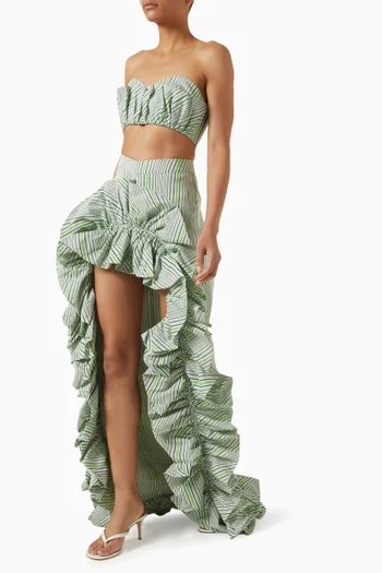 تنورة كاندي طويلة بنقشة مخططة وتصميم منفوخ