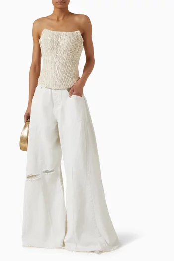 Signature Wide-leg Pants in Denim