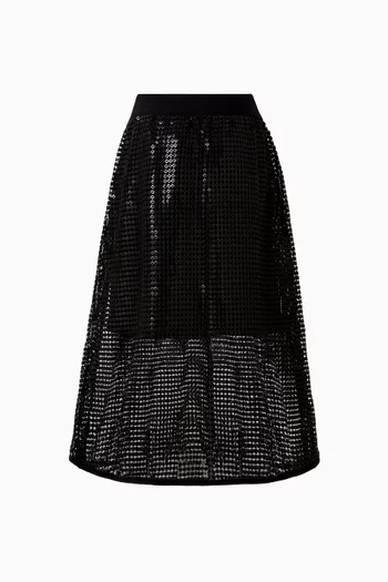 Logo Sequin Mesh Skirt