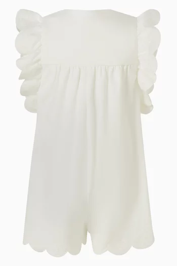 Sleeveless Ruffle Buttoned Romper