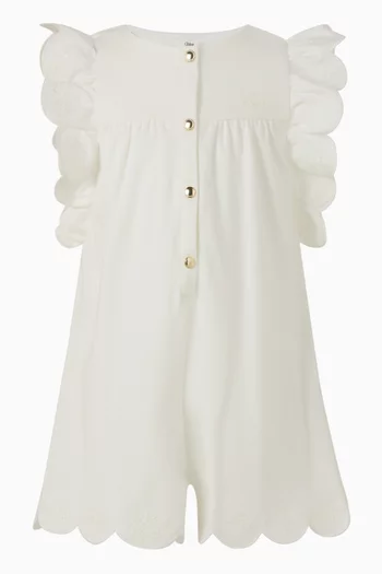 Sleeveless Ruffle Buttoned Romper