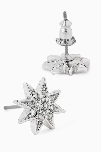 1980s Vintage Swarovski Crystal Star Earrings in Rhodium-plated Sterling Silver