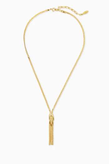 1908s Vintage Tassel Drop Necklace in Gold-plated Metal