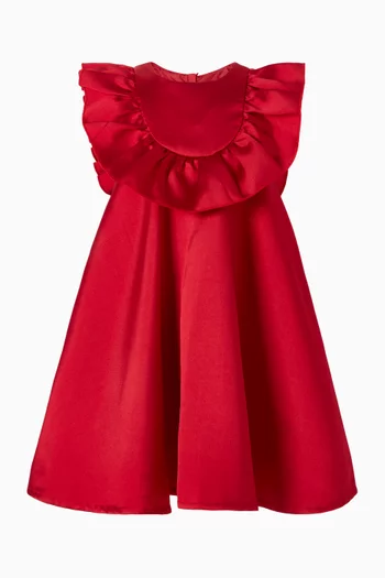Ruffle Bib Trapeze Dress