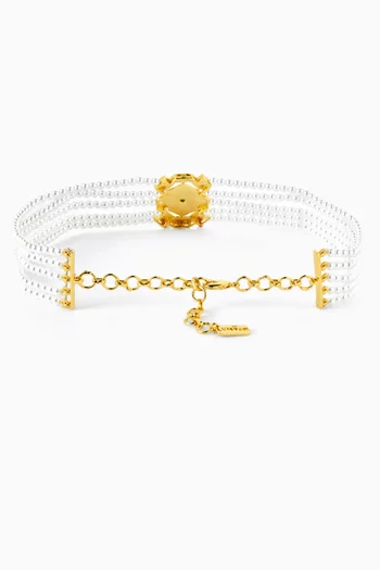 Kenza Hexa Pearl Choker in 18kt Gold-plated Brass