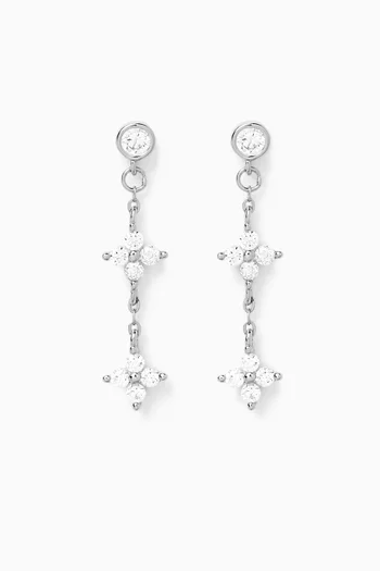 Irene Star Charm Drop Earrings in Sterling Silver