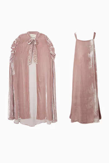 معطف بكاب مطرز مخمل 