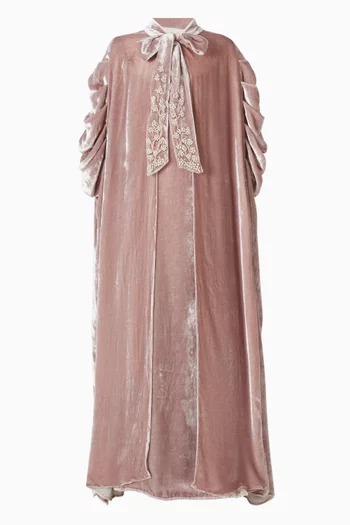 معطف بكاب مطرز مخمل 