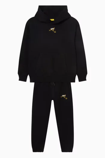 كنزة بغطاء رأس بطبعة شعار الماركة بتصميم طلاء متناثر وخطوط مائلة