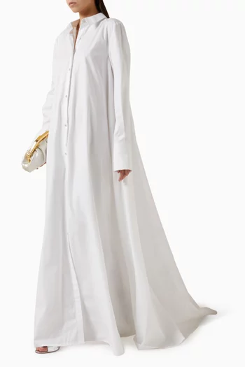 فستان طويل بنمط قميص قطن